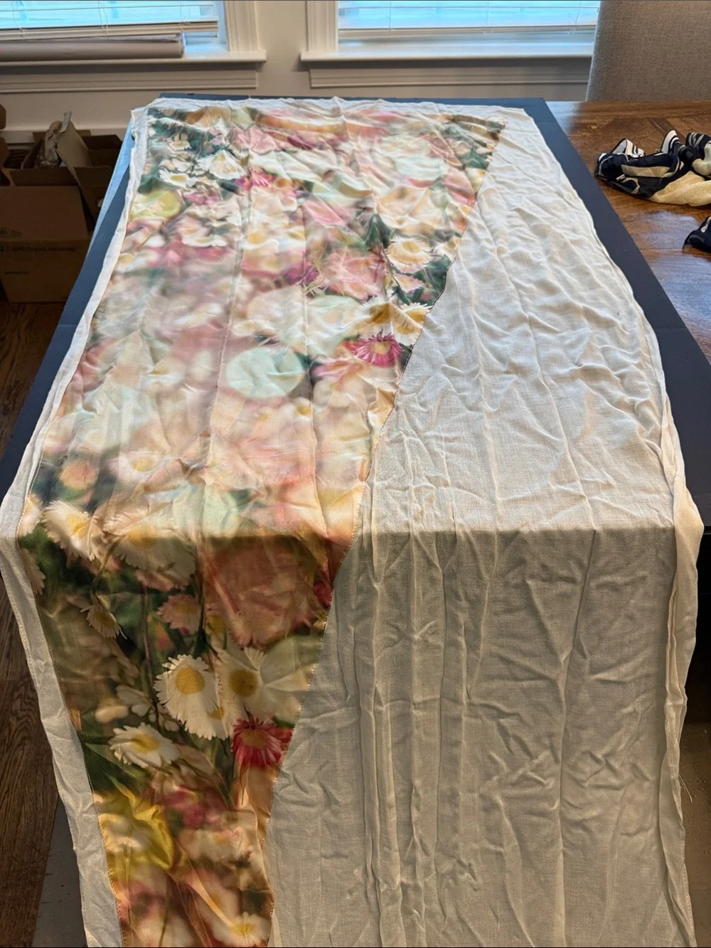 Ted Baker London Floral Watercolor Scarf in Cream, Pink, Green and Yellow